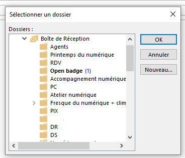 Classer un message avant de l envoyer - Outlook dossier.png