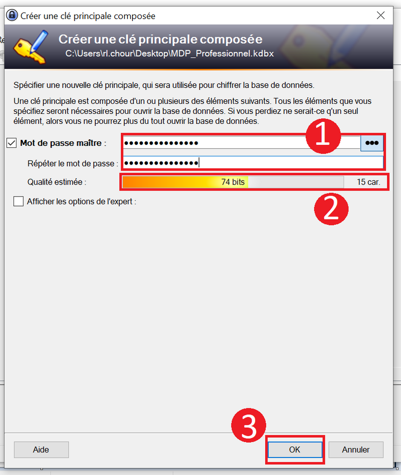 Keepass - Cr er une nouvelle base de donn e de mots de passe 04 ChoisirUnMDPMaitre.png