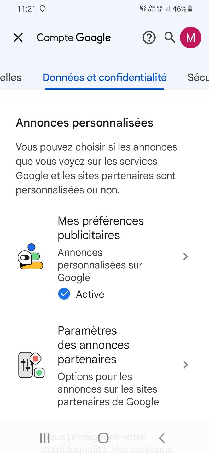 D sactiver les annonces personnalis es sur Google - sur smartphone Screenshot 20230705-112116 Google Play services.jpg