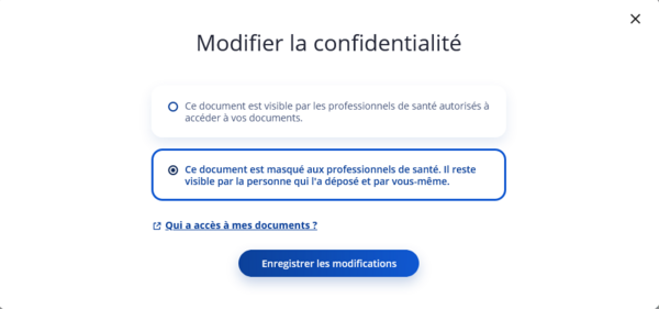 Comment avoir un contr le sur la confidentialit de ses donn es Mon espace sant Mon espace sant doc choix confidentialit .png